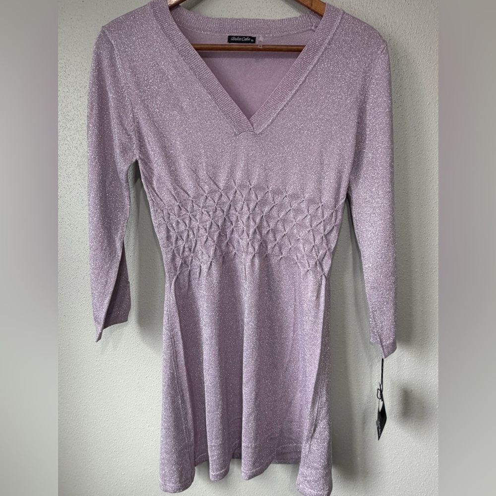 Dolce Cabo Shimmering Lavender Long Sleeve Dress